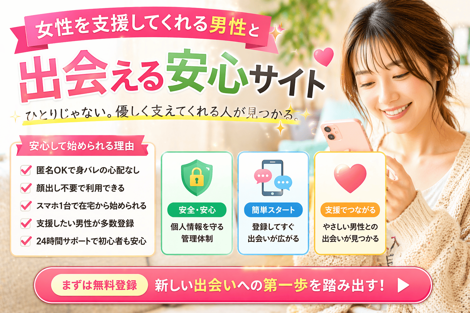 女性を支援してくれる男性と出会える安心サイト